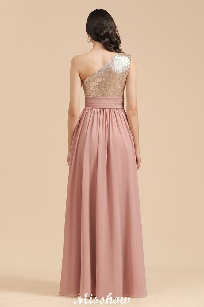 Stilvolles One-Shoulder-Pailletten-Chiffon-Abend-Partykleid-Ballkleid