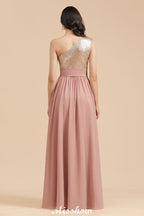 Stilvolles One-Shoulder-Pailletten-Chiffon-Abend-Partykleid-Ballkleid