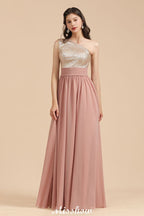 Stilvolles One-Shoulder-Pailletten-Chiffon-Abend-Partykleid-Ballkleid