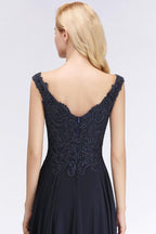Vestido largo de noche con tirantes elegantes, corte Aline y cuentas, sin mangas, escote en V, para invitada de boda