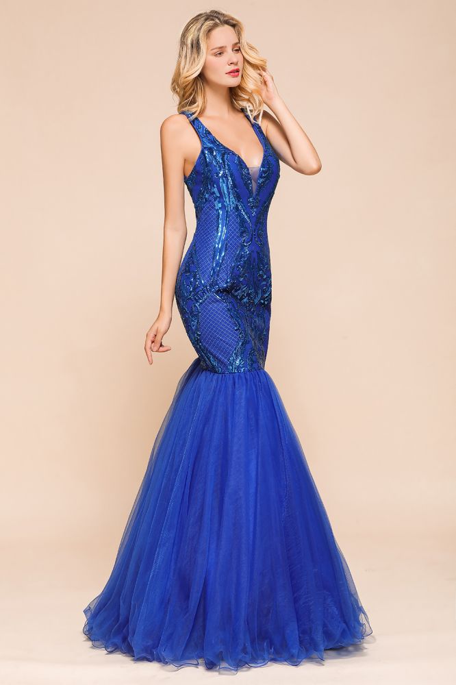 Elegante vestido de fiesta de sirena con escote en V, lentejuelas brillantes, sin mangas, largo hasta el suelo, vestido de noche fruncido