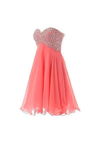 Vestido de fiesta corto con escote en forma de corazón y cuentas, PG048