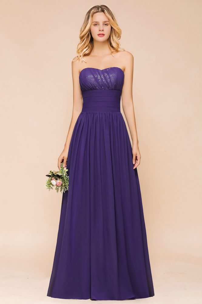 Vestido de dama de honor de jardín de gasa con escote corazón, vestido de fiesta sin tirantes