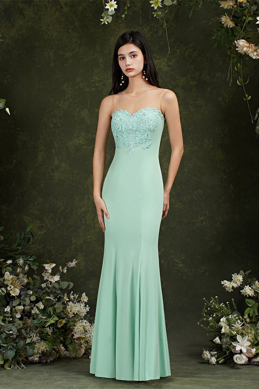 Langes Ballkleid im Meerjungfrau-Stil mit Herzausschnitt und Blumenspitze