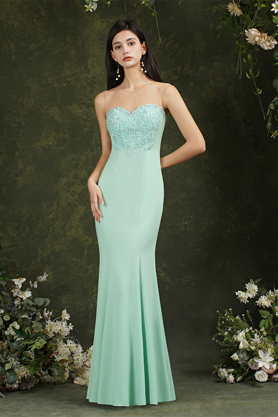 Langes Ballkleid im Meerjungfrau-Stil mit Herzausschnitt und Blumenspitze