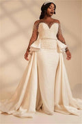 Dickes Brautkleid im Meerjungfrauen-Stil mit Herzausschnitt und Überrock