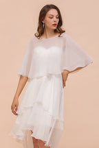 Vestido mini de gasa con escote corazón y capas, sencillo vestido de dama de honor playero para novia