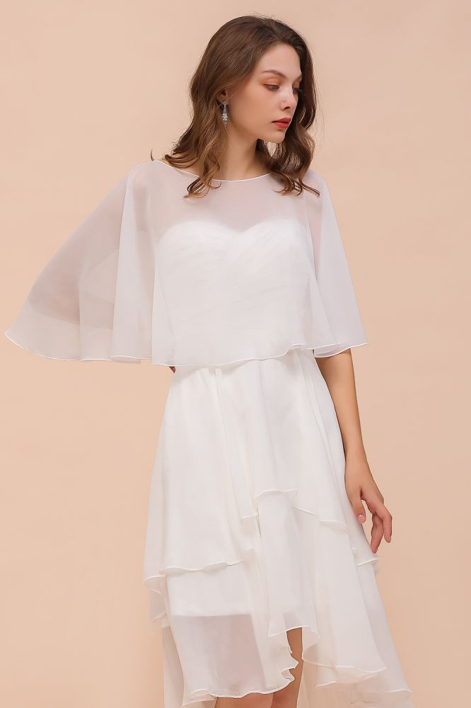 Vestido mini de gasa con escote corazón y capas, sencillo vestido de dama de honor playero para novia