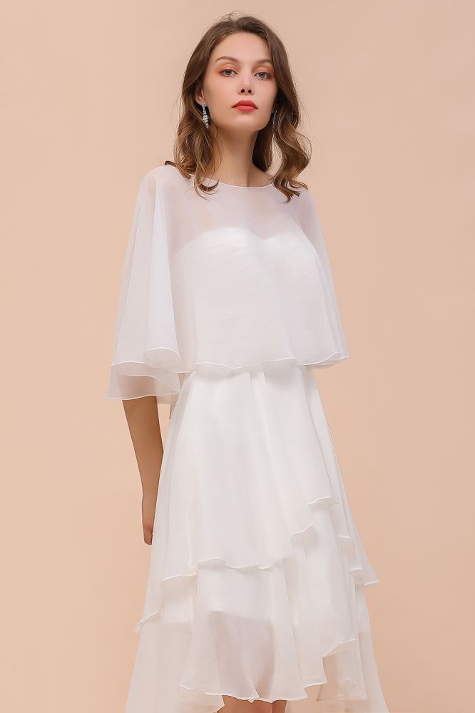 Vestido mini de gasa con escote corazón y capas, sencillo vestido de dama de honor playero para novia