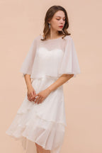 Vestido mini de gasa con escote corazón y capas, sencillo vestido de dama de honor playero para novia