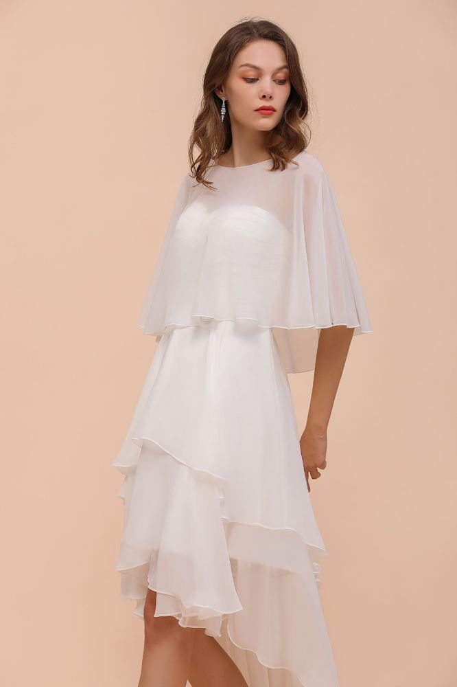 Vestido mini de gasa con escote corazón y capas, sencillo vestido de dama de honor playero para novia