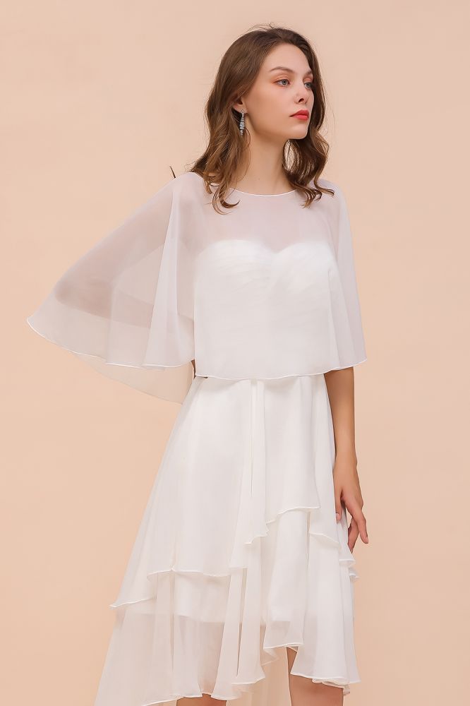 Vestido mini de gasa con escote corazón y capas, sencillo vestido de dama de honor playero para novia