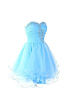 Herzförmiger Ausschnitt Organza Blau Homecoming Kleider Ballkleider PG054