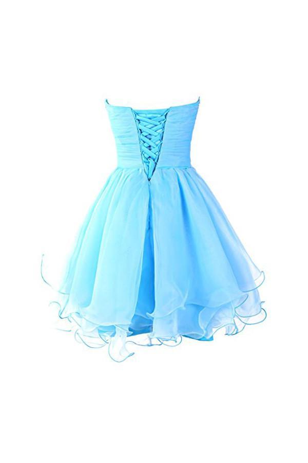 Herzförmiger Ausschnitt Organza Blau Homecoming Kleider Ballkleider PG054