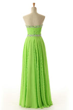 Vestido de fiesta de gasa verde sin mangas con escote corazón y espalda descubierta, PG 243