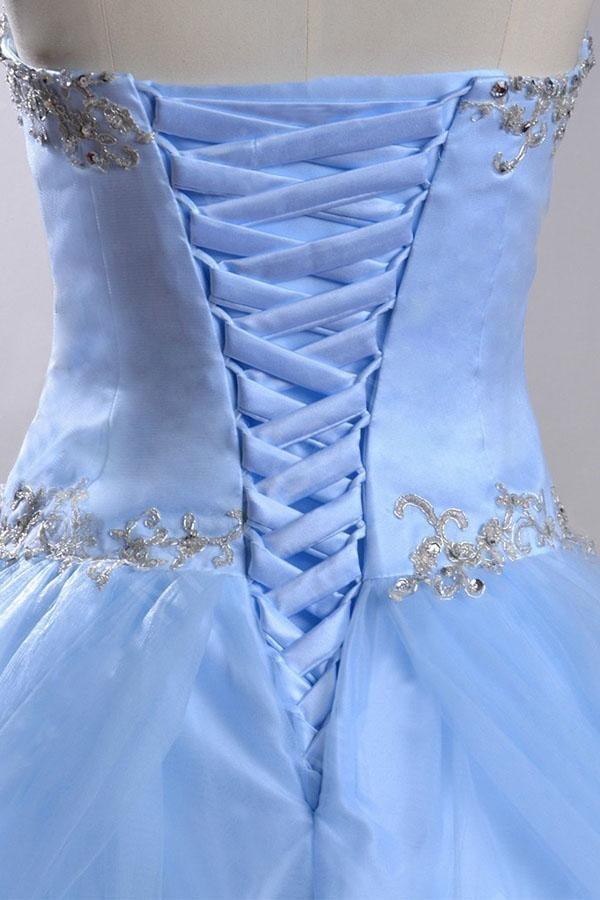 Sweetheart Sleeveless Light Blue  Beading Wedding Dress With Beading  WD169