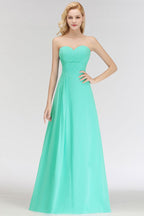Vestido de dama de honor con escote corazón, sin tirantes, largo hasta el suelo, con volantes en la parte superior
