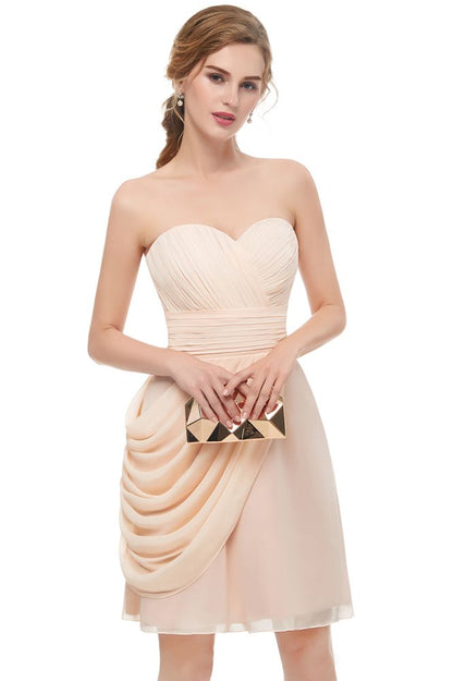 Sweetheart Strapless Ruffles Chiffon Aline Short Homecoming Dress