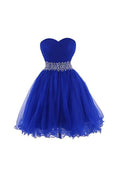 Vestido de cóctel de tul con escote corazón y cuentas PG086