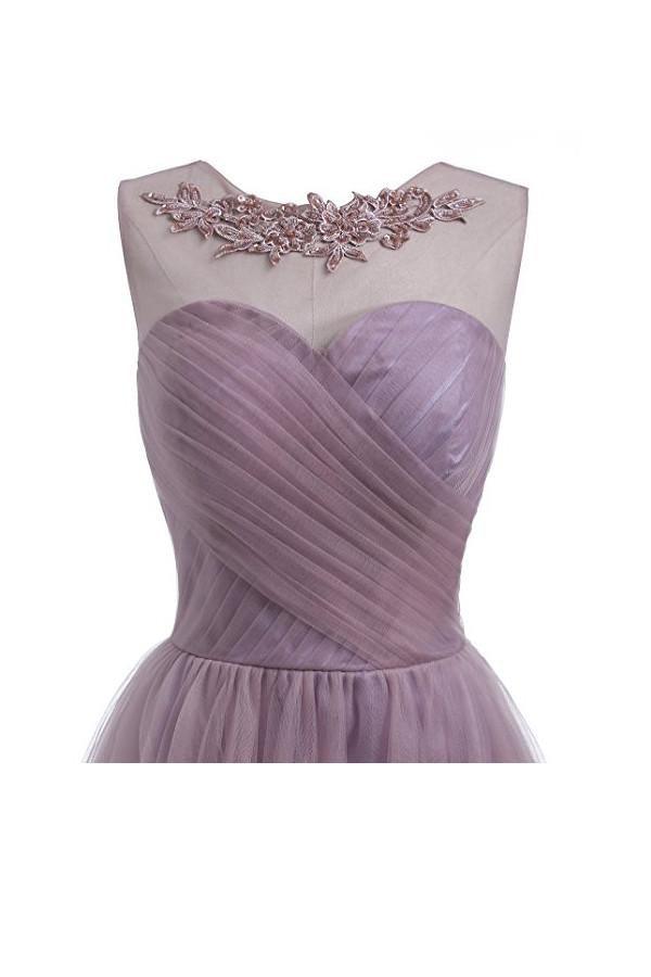 Vestidos de fiesta cortos de tul con escote corazón en morado claro para el regreso a casa PG069