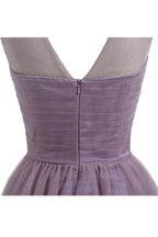 Vestidos de fiesta cortos de tul con escote corazón en morado claro para el regreso a casa PG069