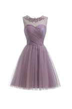 Vestidos de fiesta cortos de tul con escote corazón en morado claro para el regreso a casa PG069