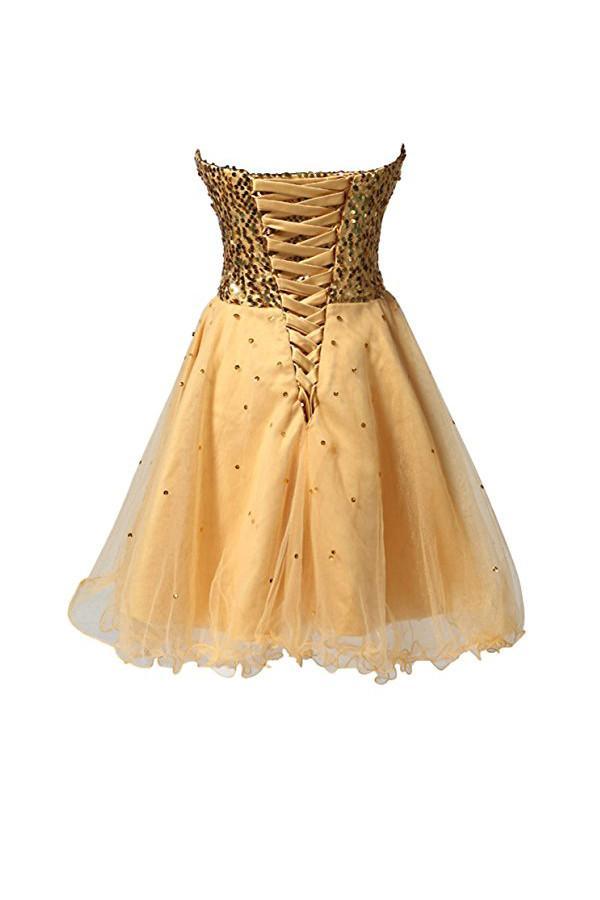 Sweetheart Tullle Sequins Homecoming Dress Short Prom Gown PG085