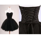 Vestidos de fiesta negros sin tirantes de tul