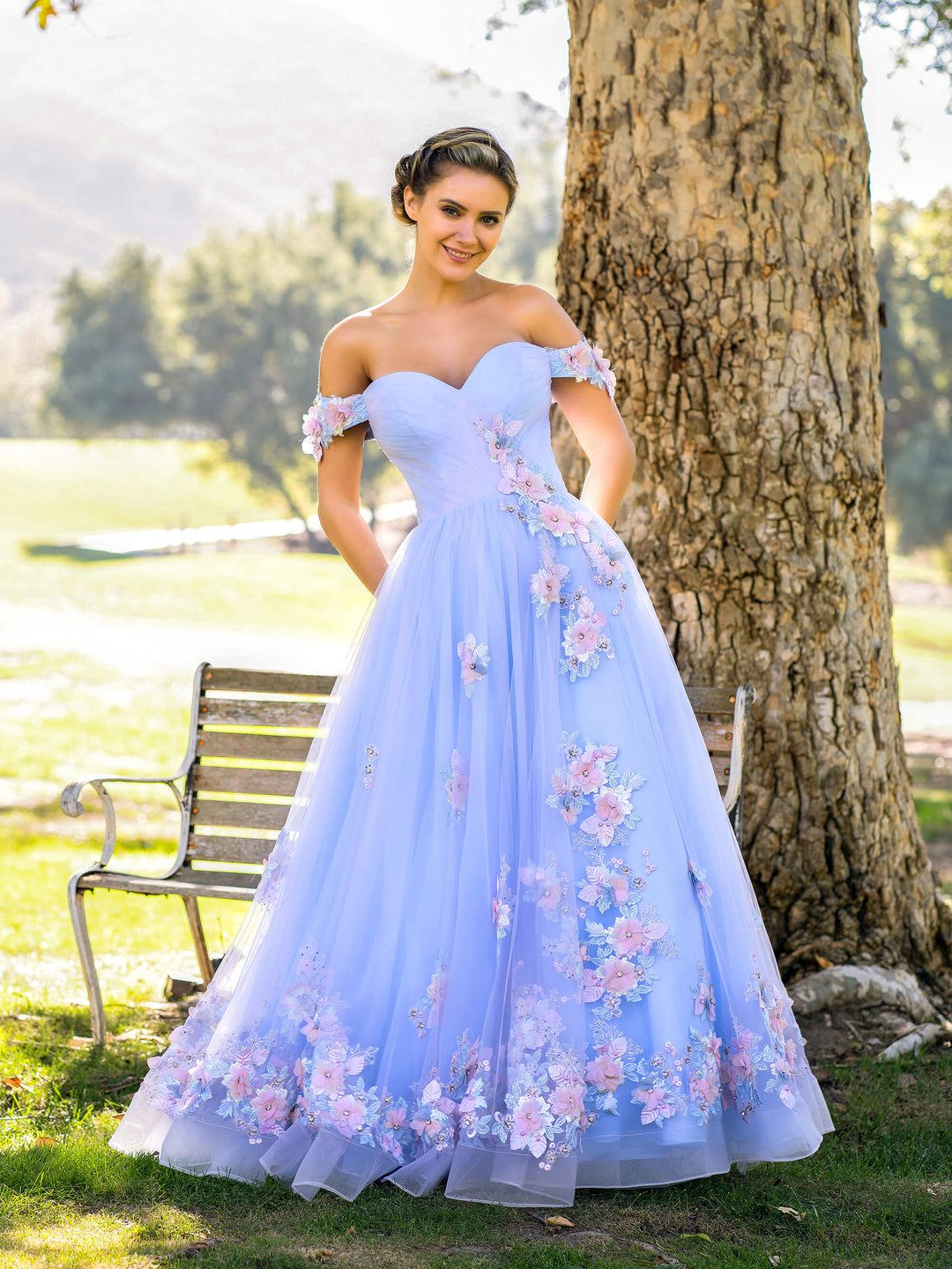 floor length tulle dress Off-Shoulder Long Sweetheart Prom Dress with Sleeves Off White / XSmall