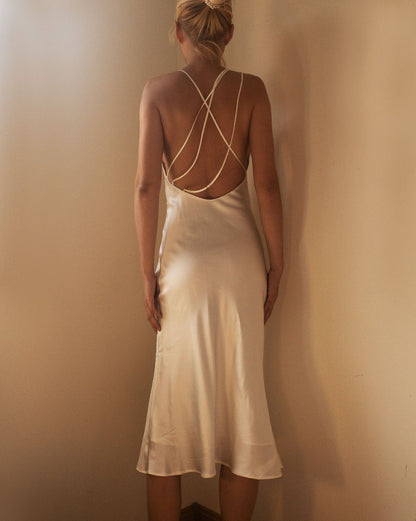 Tin Sage Green Mulberry Silk Dress Gown