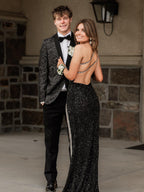 Tove | Orangefarbenes Meerjungfrau-Ballkleid mit einer Schulter und Schlitz