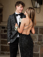 Tove | Orangefarbenes Meerjungfrau-Ballkleid mit einer Schulter und Schlitz