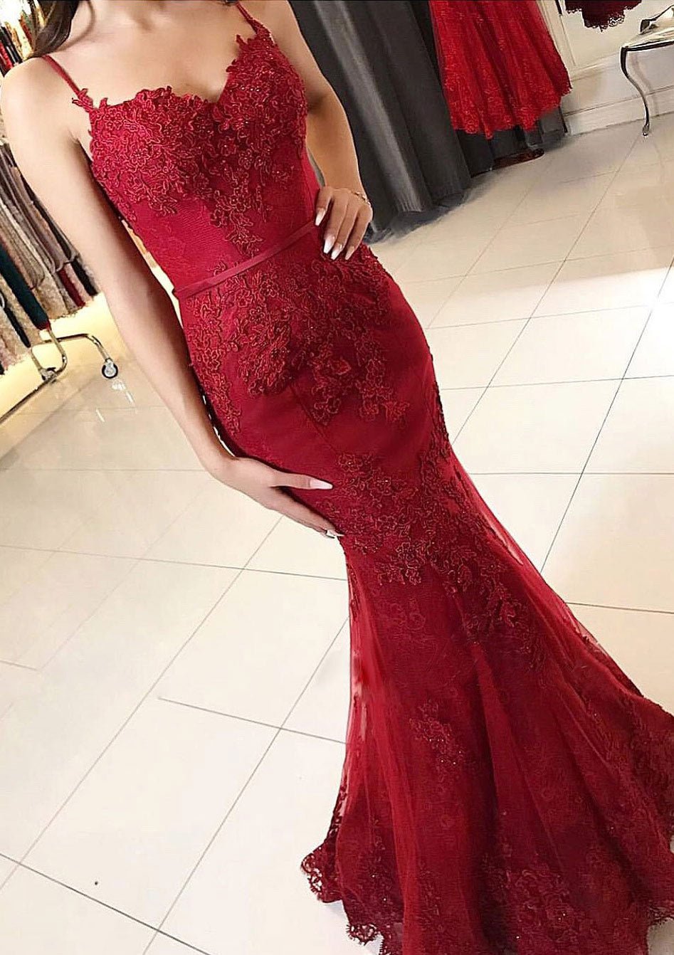 Sloan | Meerjungfrau-Abendkleid mit Herzausschnitt, ärmellos, bodenlang, Tüll