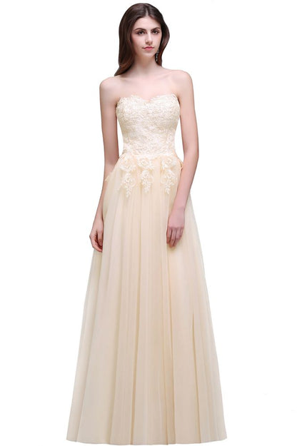Tulle Aline Floor Length Appliques Prom Dress