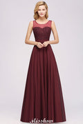 Vestido de dama de honor de tul, encaje, cuentas, joya, sin mangas, largo hasta el suelo, corte A, gasa, tul, vestido de fiesta