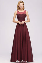 Vestido de dama de honor de tul, encaje, cuentas, joya, sin mangas, largo hasta el suelo, corte A, gasa, tul, vestido de fiesta