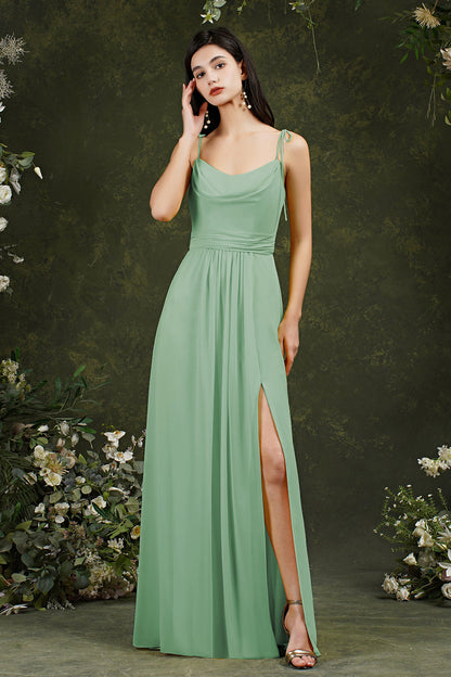 Tulle Spaghetti strapes Aline Split Front Prom dress
