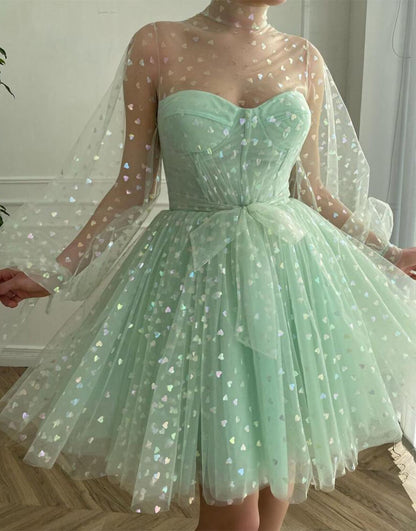 Gemma | Vestido de fiesta con corsé en forma de A y mangas