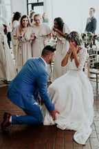 Two Piece 3/4 Sleeve Chiffon Wedding Dresses Wedding Dress  WD314