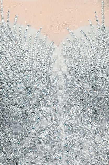 Two-piece Floor Length Appliqued Chiffon Prom Dresses