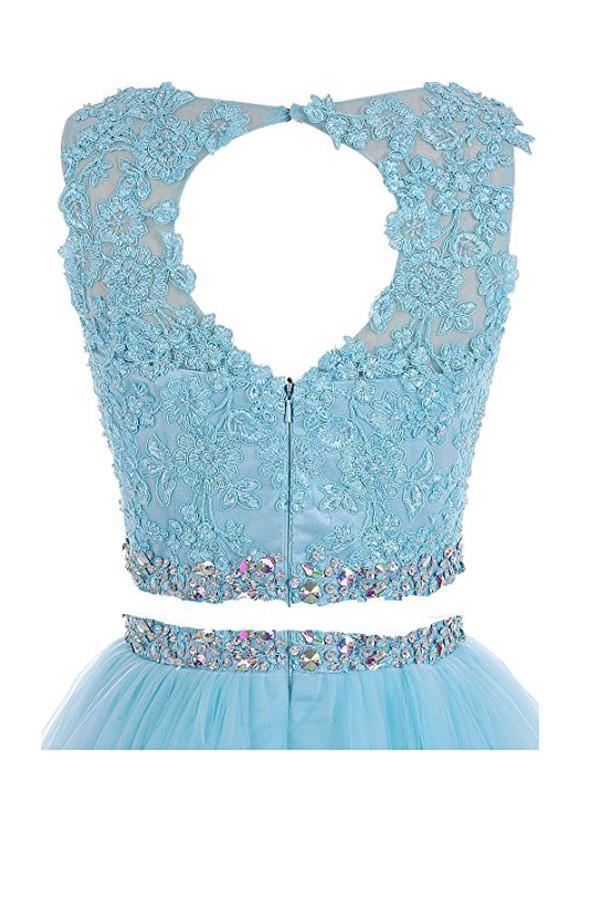 Two Pieces Prom Dresses Applique Short Homecoming Dresses  PG036