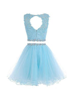 Two Pieces Prom Dresses Applique Short Homecoming Dresses  PG036