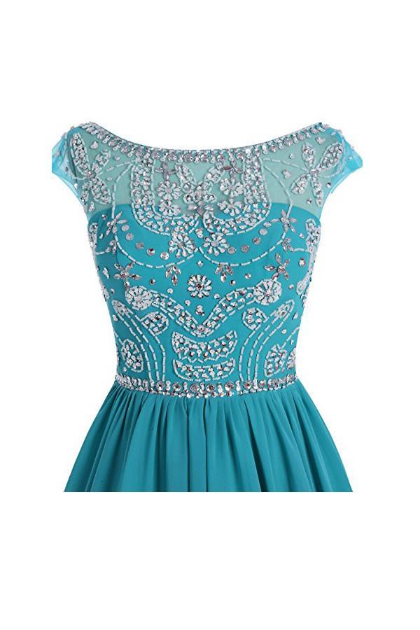 Vestidos cortos de gasa con espalda en V para fiesta de graduación y regreso a casa PG052