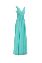 Vestido de noche largo con escote en V y cintura fruncida para dama de honor BD006