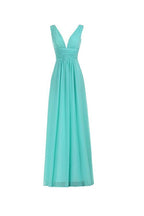 Vestido de noche largo con escote en V y cintura fruncida para dama de honor BD006