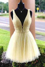 V-Ausschnitt, funkelnde Perlen, himmelblau, kurzes Ballkleid, Homecoming-Kleid, PD316