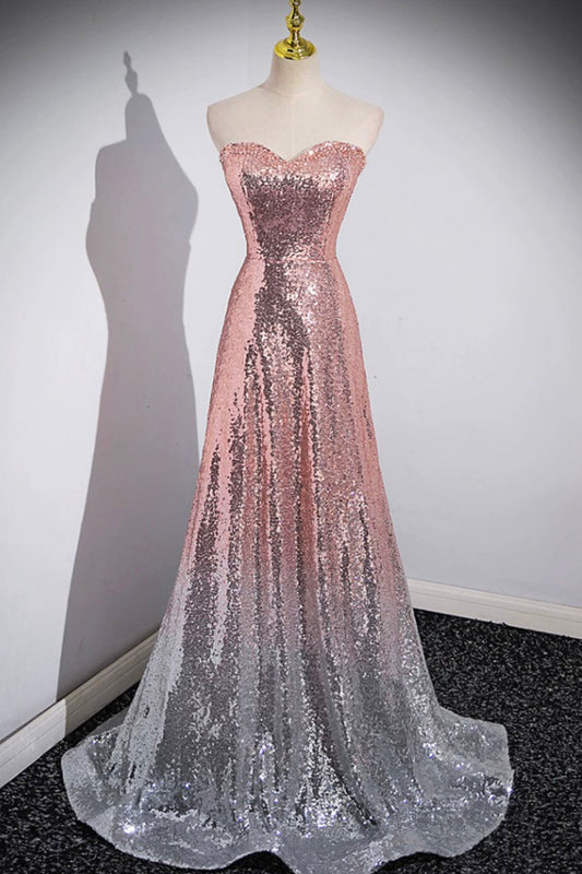 Cleo | Mermaid Sequins Long Prom Dress, Sparkling Sweetheart Neckline Ombre Evening Dress