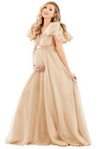 Vestido de maternidad de gasa con mangas abullonadas para boda SY009
