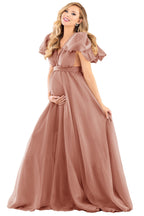 Vestido de maternidad de gasa con mangas abullonadas para boda SY009