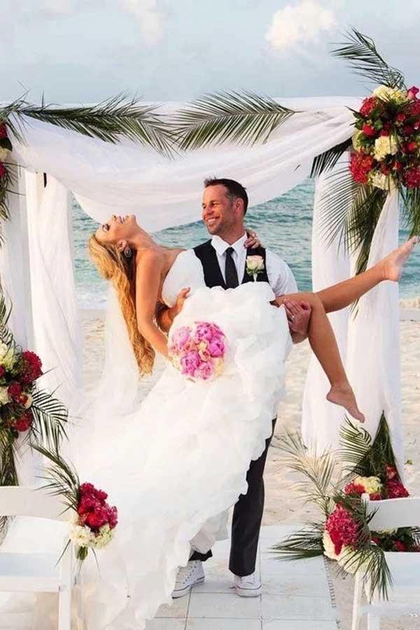 Vintage High Low Beach Weddign Dresses Strapless White Wedding Dresses  WD297